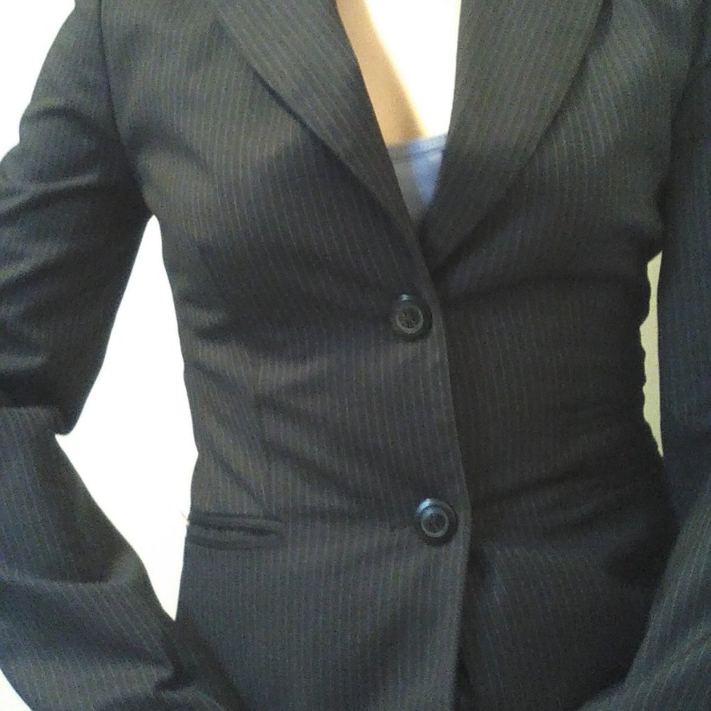 Smart Set Pinstripe Fitted Suit Jacket/Blazer